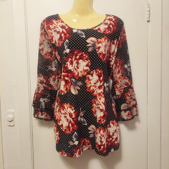 Diana Belle 3/4 Sleeve Floral Blouse size 3x - Picture 1 of 7
